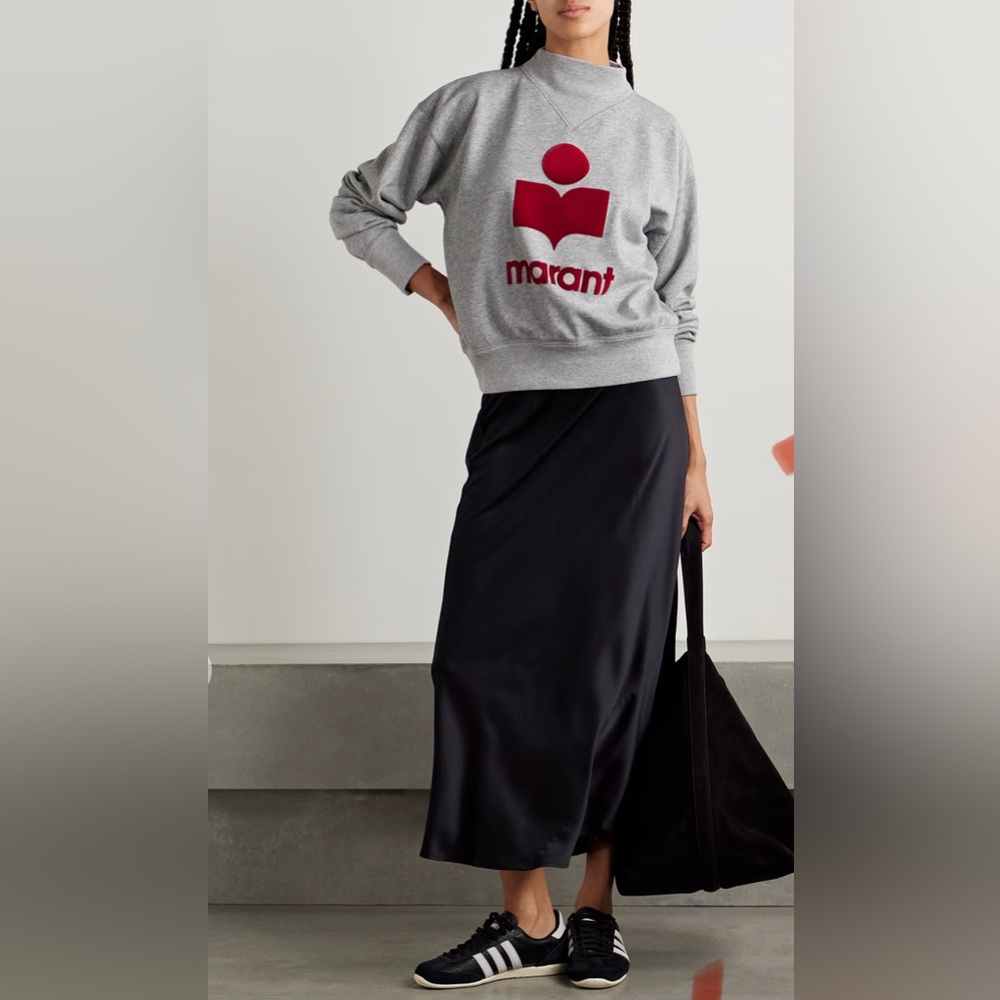 MARANT ÉTOILE
Moby flocked cotton-blend jersey sweatshirt